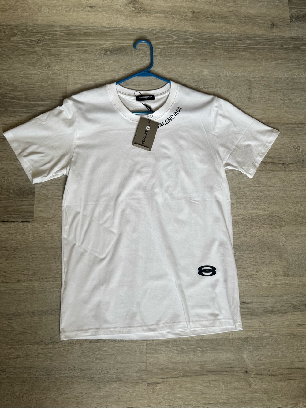Balenciaga White Logo Crewneck T-Shirt - Men's
